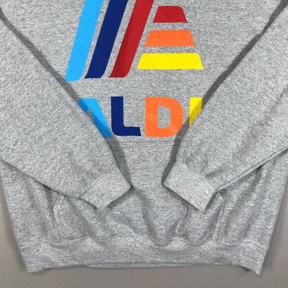 Gildan Aldi Hoodie Adults Large Gray Logo Pullover Sweatshirt Pocket Heavy Blend - Picture 6 of 12